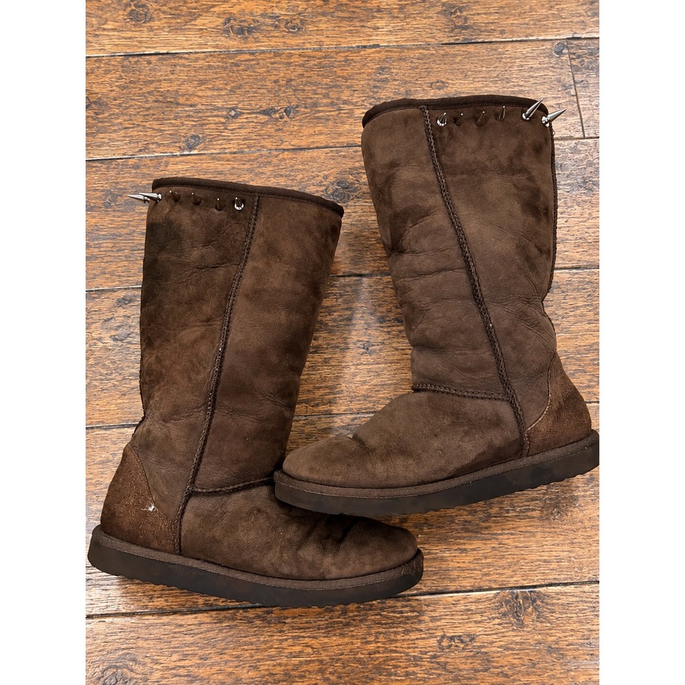 UGG Classic Tall Spike Studded Boots 7 Brown Grunge Punk Y2K Handmade Fall